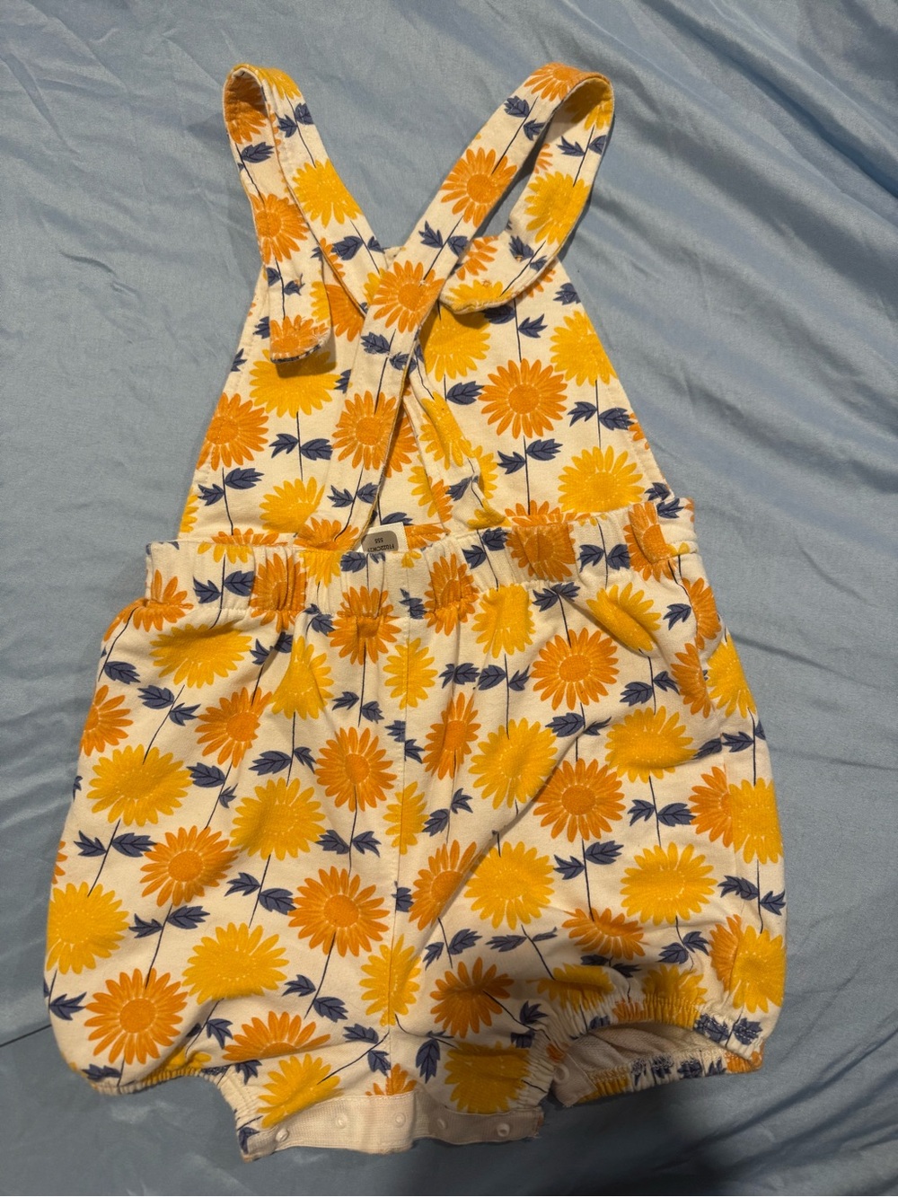 3 for $15 /Sunflower Print Yellow Toddler Romper Overalls - Picture 5 of 6